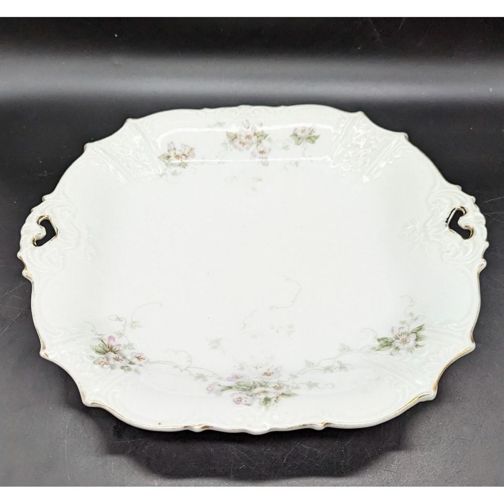 Vintage‎ Silesia Square Handled Serving Dish Porcelain Flower Floral 11"